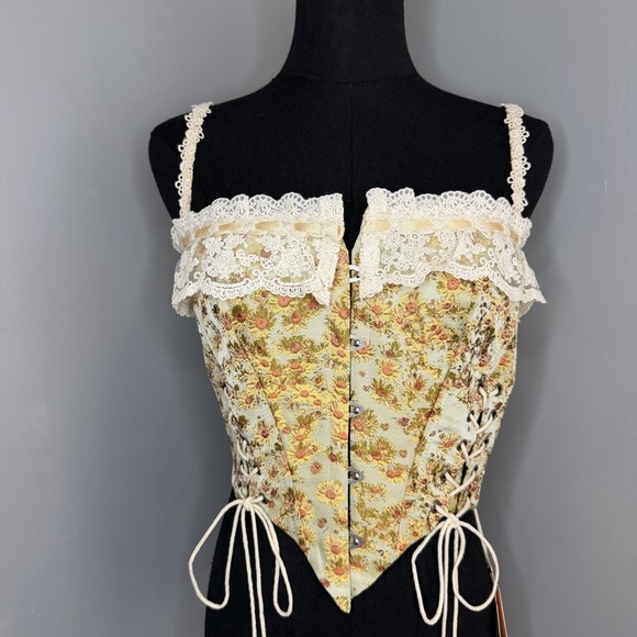 NWT Lacemade Van Gogh Sunflower Corset Top M Victorian Cottage Bridgerton Boho - Picture 2 of 11